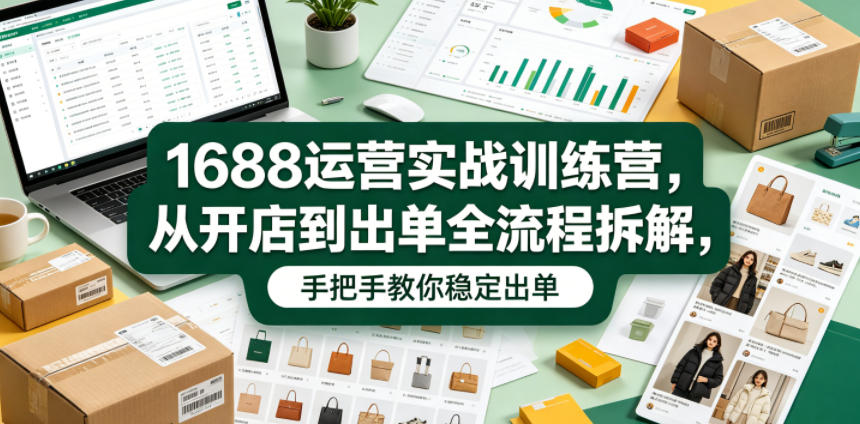 1688运营实战训练营，从开店到出单全流程拆解，手把手教你稳定出单(更新0620)-Ai创业网