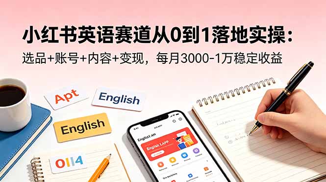 小红书英语赛道从0到1落地实操：选品+账号+内容+变现，每月3000-1万稳定收益-Ai创业网