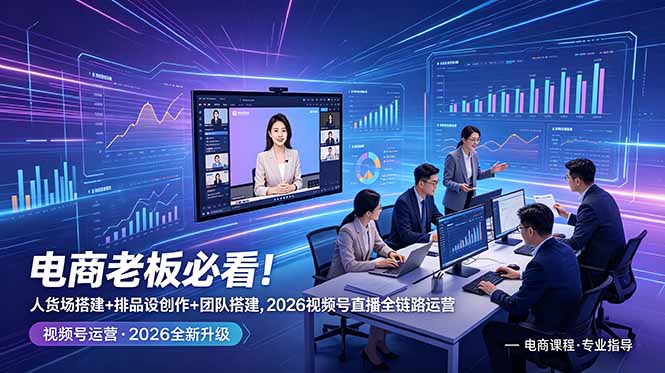 电商老板必看！人货场搭建+排品设计+素材创作+团队搭建，2026视频号直播全链路运营-Ai创业网