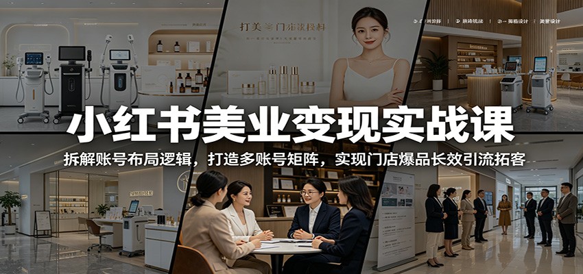 小红书美业变现实战课：拆解账号布局逻辑，打造多账号矩阵，实现门店爆品长效引流拓客-Ai创业网