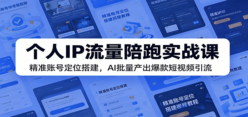 个人IP流量陪跑实战课：精准账号定位搭建，AI批量产出爆款短视频引流-Ai创业网