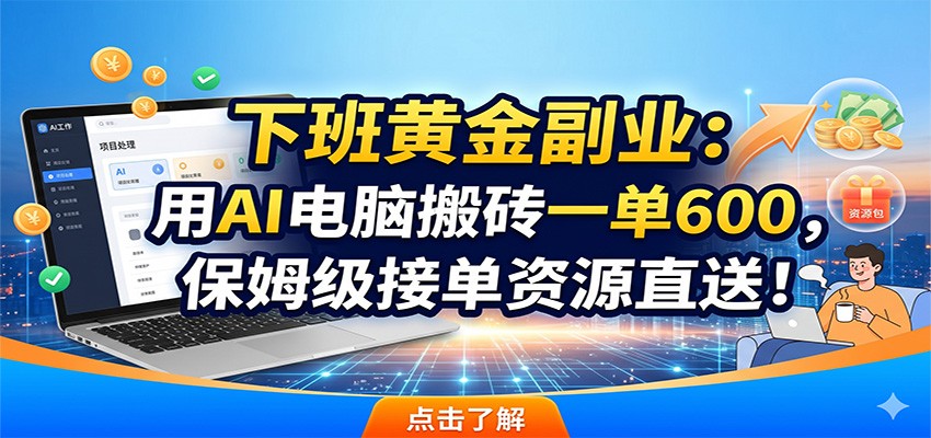 下班黄金副业：用AI电脑搬砖一单600，保姆级接单资源直送！-Ai创业网