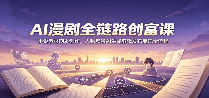 AI漫剧全链路创富课：小说素材剧本创作，人物场景AI生成剪辑发布变现全流程-Ai创业网