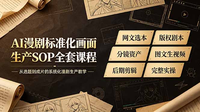 AI漫剧标准化画面生产SOP全套课程-更新，网文选本版权剧本分镜资产全覆盖，图文生视频后期剪辑完整实操教学-Ai创业网