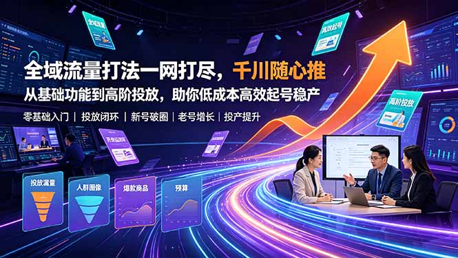 全域流量打法一网打尽，千川随心推从基础功能到高阶投放，助你低成本高效起号稳产-Ai创业网