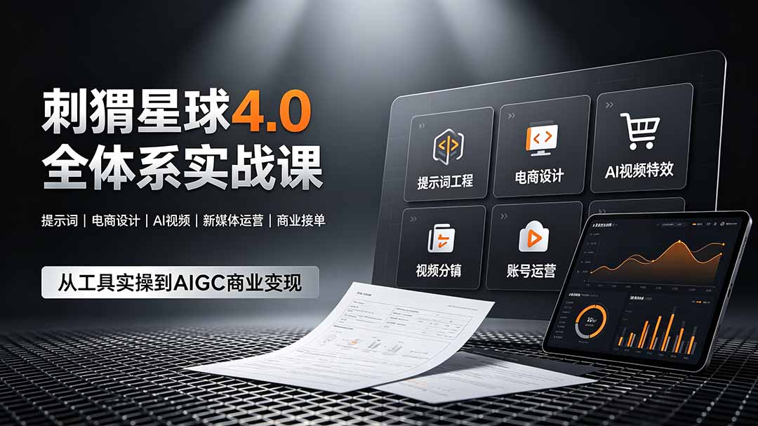 刺猬星球4.0全体系实战课，覆盖提示词工程、电商设计、AI视频特效与新媒体运营，一站式掌握AIGC商业核心技能-Ai创业网
