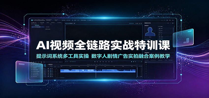 AI视频全链路实战特训课：提示词系统多工具实操，数字人剧情广告实拍融合案例教学-Ai创业网