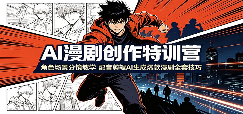 AI漫剧创作特训营：角色场景分镜教学，配音剪辑AI生成爆款漫剧全套技巧-Ai创业网