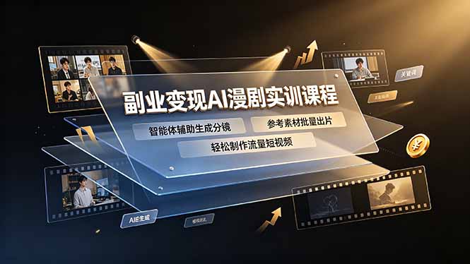 副业变现AI漫剧实训课程，智能体辅助生成分镜，参考素材批量出片，轻松制作流量短视频-Ai创业网