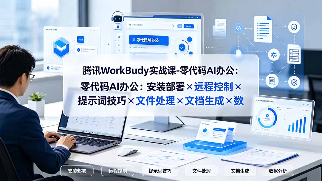 腾讯WorkBuddy实战课-零代码AI办公：安装部署×远程控制×提示词技巧×文件处理×文档生成×数据分析-Ai创业网