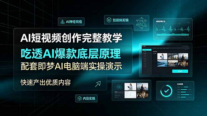 AI短视频创作完整教学，吃透AI爆款底层原理，配套即梦AI电脑端实操演示，快速产出优质内容-Ai创业网