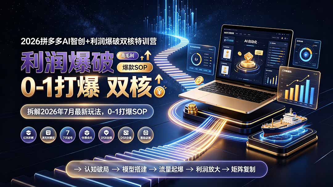 2026拼多多AI智创+利润爆破双核特训营-拆解2026年7月最新玩法，0-1打爆SOP-Ai创业网