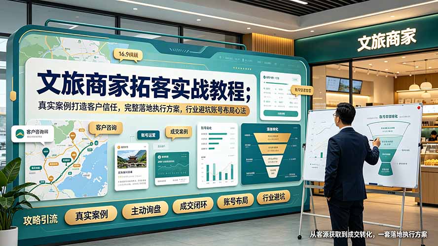 文旅商家拓客实战教程；真实案例打造客户信任，完整落地执行方案，行业避坑账号布局心法-Ai创业网