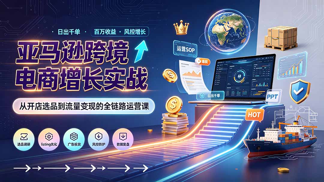 亚马逊0-1孵化特训营8期：从注册风控到稳定日出千单实战，规避审核封店风险，标准化执行流程落地-Ai创业网