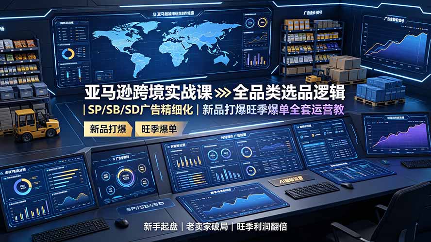 亚马逊跨境实战课：全品类选品逻辑｜SP/SB/SD广告精细化｜新品打爆旺季爆单全套运营教程-Ai创业网