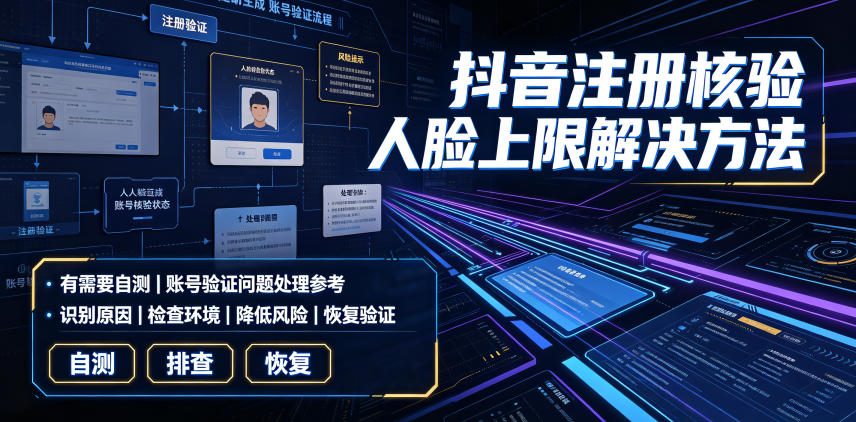 抖音注册核验人脸上限解决方法，有需要自测-Ai创业网