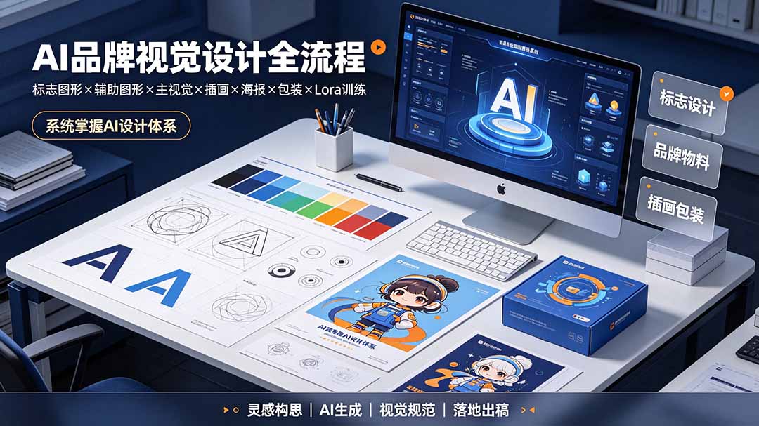AI品牌视觉设计全流程：标志图形×辅助图形×主视觉×插画×海报×包装×Lora训练，系统掌握AI设计体系-Ai创业网