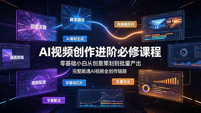 AI视频创作进阶必修课程:零基础小白从创意策划到批量产出,完整跑通AI视频全创作链路-Ai创业网