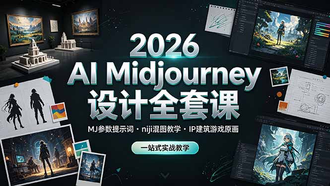 2026 AI Midjourney设计全套课，MJ参数提示词niji混图教学，IP建筑游戏原画一站式实战教学-Ai创业网