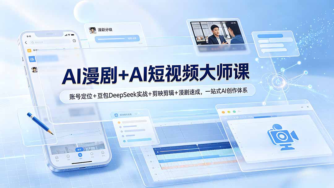 AI漫剧+AI短视频大师课：账号定位+豆包DeepSeek实战+剪映剪辑+漫剧速成，一站式AI创作体系-Ai创业网