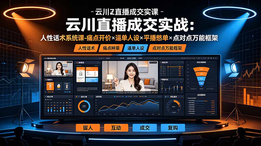 云川直播成交实战:人性话术系统课-痛点种草×塑品开价×逼单人设×平播憋单×点对点万能框架-Ai创业网