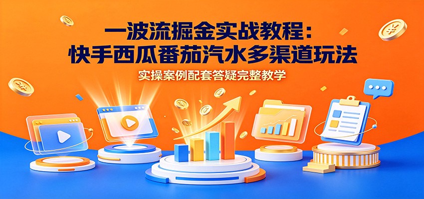 一波流掘金实战教程:快手西瓜番茄汽水多渠道玩法,实操案例配套答疑完整教学-Ai创业网