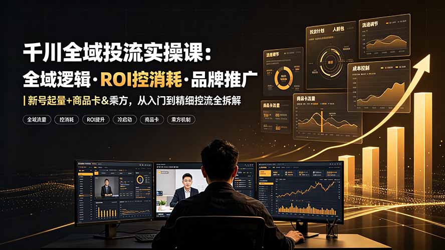 千川全域投流实操课：全域逻辑·ROI控消耗·品牌推广｜新号起量+商品卡&乘方，从入门到精细控流全拆解-Ai创业网