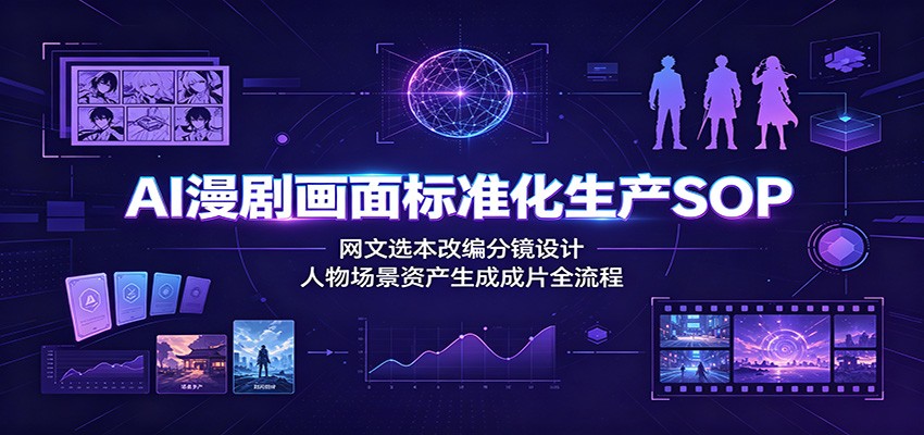 AI漫剧画面标准化生产SOP：网文选本改编分镜设计，人物场景资产生成成片全流程-Ai创业网