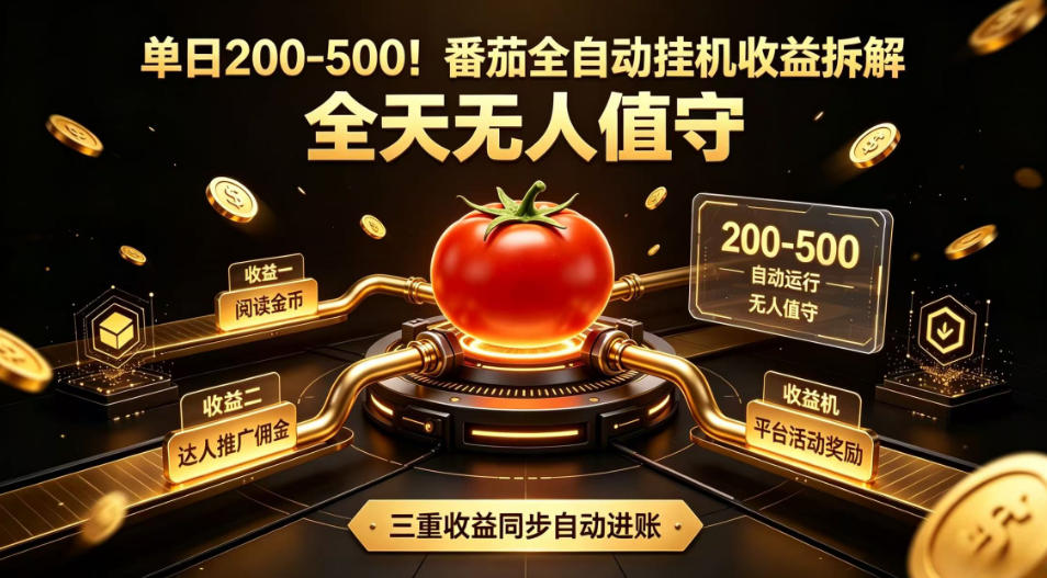 单日200-500！番茄全自动挂G收益拆解，全天无人值守，矩阵操作收益翻倍【揭秘】-Ai创业网