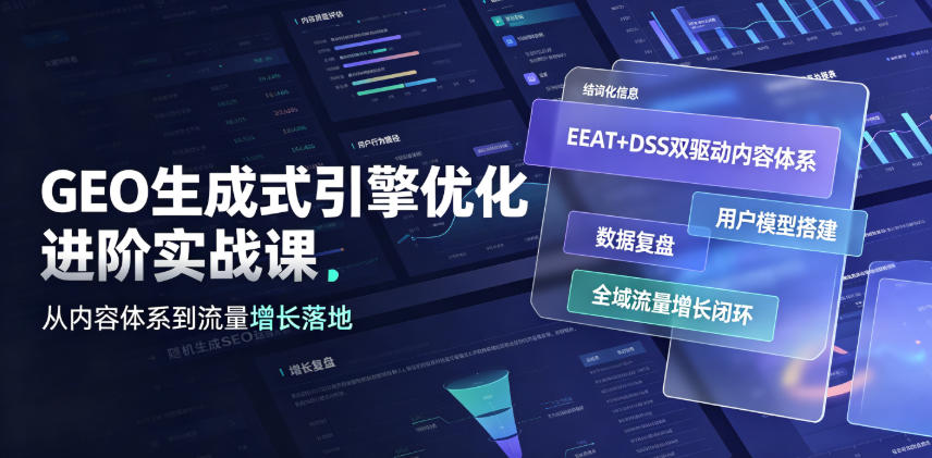 GEO生成式引擎优化进阶实战课｜EEAT+DSS双驱动内容体系、用户模型搭建、数据复盘、全域流量增长闭环落地教程-Ai创业网
