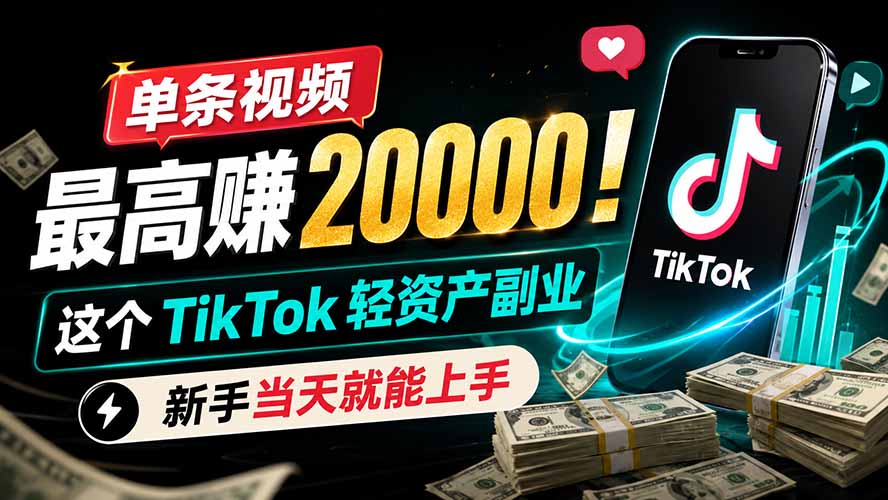 单条视频最高赚 20000!这个 TikTok 轻资产副业,新手当天就能上手-Ai创业网