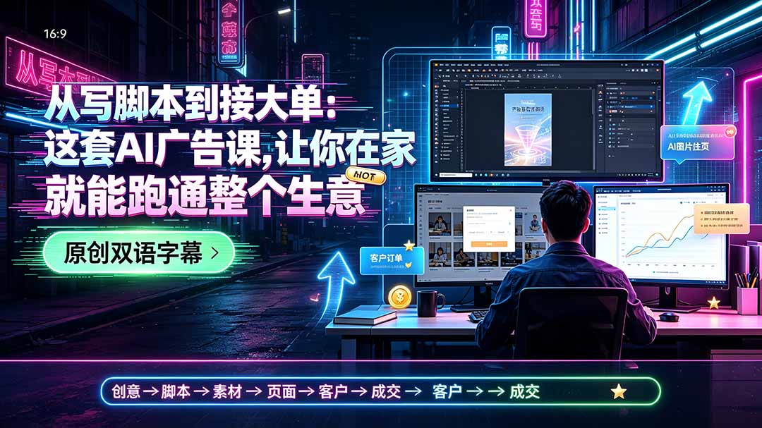从写脚本到接大单：这套AI广告课，让你在家就能跑通整个生意【原创双语字幕】-Ai创业网