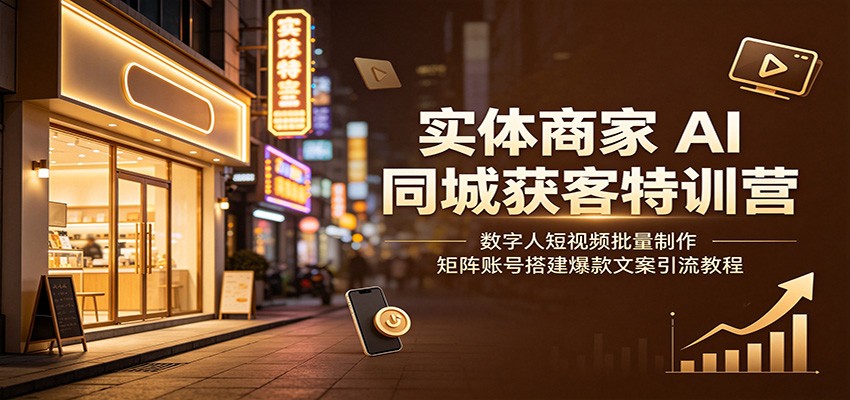 实体商家AI同城获客特训营：数字人短视频批量制作，矩阵账号搭建爆款文案引流教程-Ai创业网