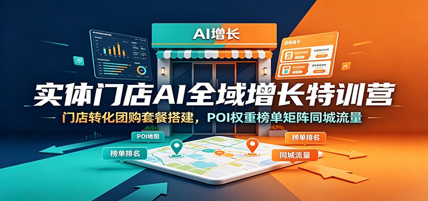 实体门店AI全域增长特训营：门店转化团购套餐搭建，POI权重榜单矩阵同城流量-Ai创业网