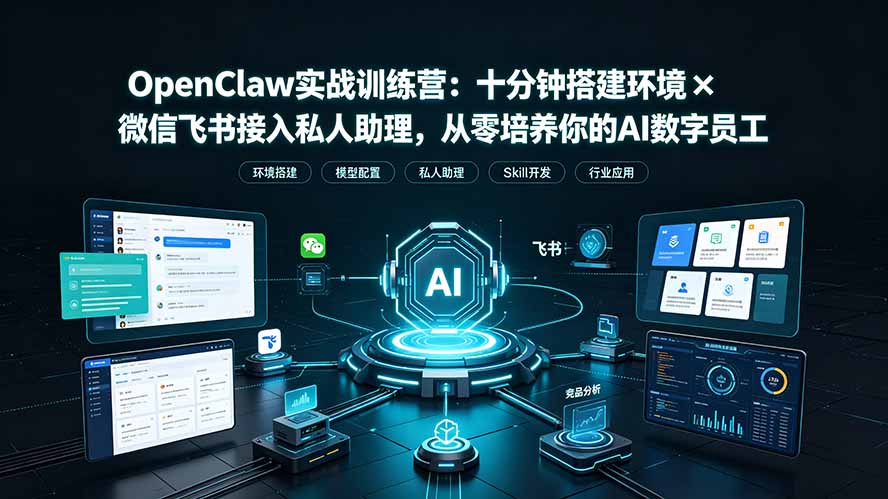 OpenClaw实战特训营：十分钟搭建环境×微信飞书接入私人助理，从零培养你的AI数字员工-Ai创业网