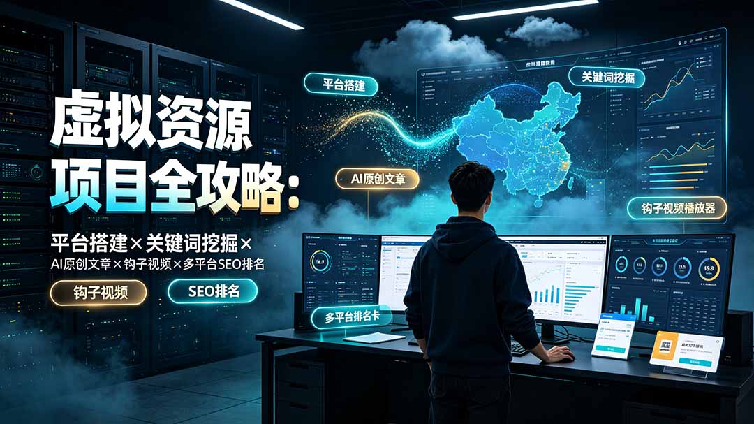 虚拟资源项目全攻略：平台搭建×关键词挖掘×AI原创文章×钩子视频×多平台SEO排名-Ai创业网