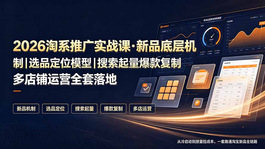 2026淘系推广实战课·新品底层机制｜选品定位模型｜搜索起量爆款复制多店铺运营全套落地教程-Ai创业网