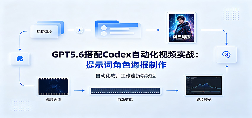 GPT5.6搭配Codex自动化视频实战:提示词角色海报制作,自动化成片工作流拆解教程-Ai创业网