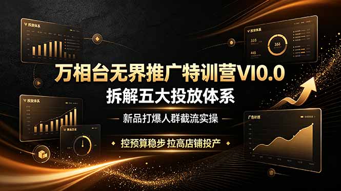 万相台无界推广特训营VI0.0，拆解五大投放体系，新品打爆人群截流实操，控预算稳步拉高店铺投产-Ai创业网