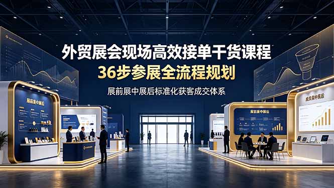 外贸展会现场高效接单干货课程，36步参展全流程规划，展前展中展后标准化获客成交体系-Ai创业网