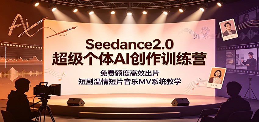 Seedance2.0超级个体AI创作训练营：免费额度高效出片，短剧温情短片音乐MV系统教学-Ai创业网