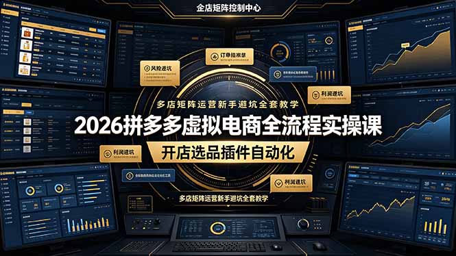 2026拼多多虚拟电商全流程实操课，开店选品插件自动化，多店矩阵运营新手避坑全套教学-Ai创业网