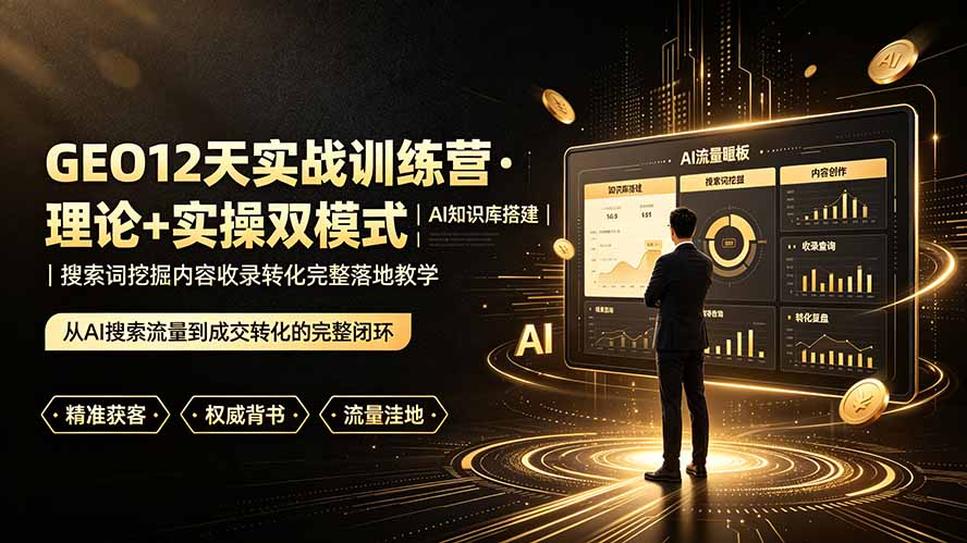 GEO12天实战训练营·理论+实操双模式｜AI知识库搭建｜搜索词挖掘内容收录转化完整落地教学-Ai创业网