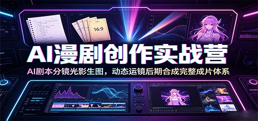 AI漫剧创作实战营：AI剧本分镜光影生图，动态运镜后期合成完整成片体系-Ai创业网