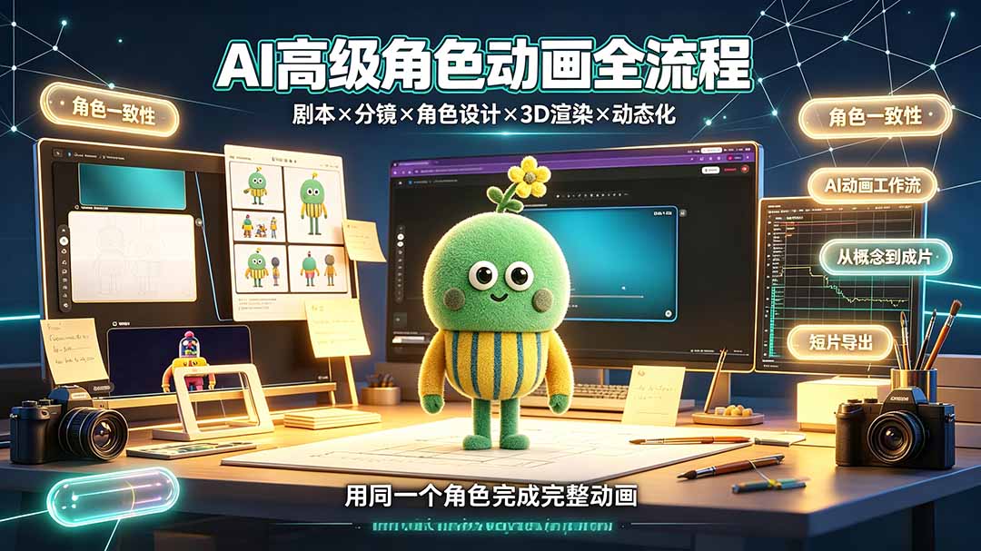 AI高级角色动画全流程：剧本×分镜×角色设计×3D渲染×动态化，从概念到成片一站式教学-Ai创业网