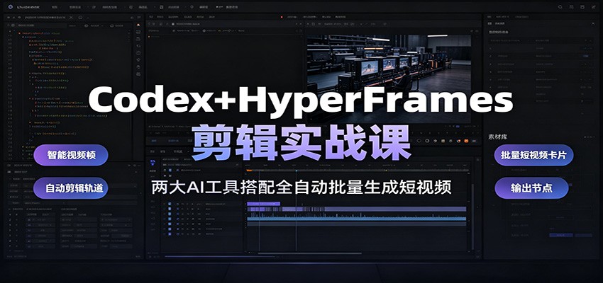 Codex+HyperFrames剪辑实战课：两大AI工具搭配全自动批量生成短视频-Ai创业网
