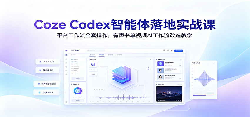 Coze Codex智能体落地实战课：平台工作流全套操作，有声书单视频AI工作流改造教学-Ai创业网