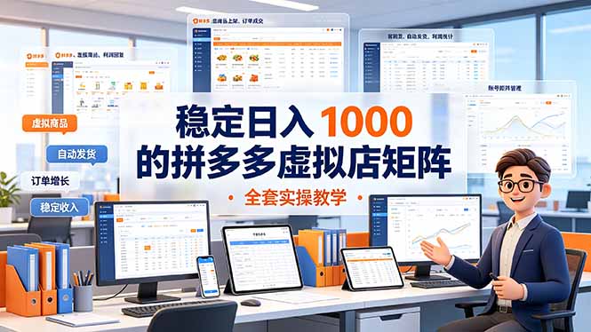 稳定日入 1000 的拼多多虚拟店矩阵，全套实操教学-Ai创业网
