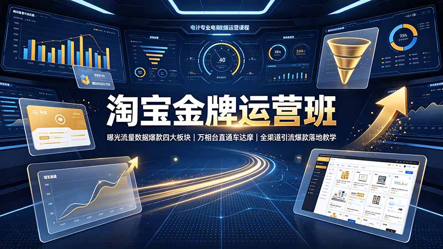 淘宝金牌运营班-7月:曝光流量数据爆款四大板块|万相台直通车达摩|全渠道引流爆款落地教学-Ai创业网