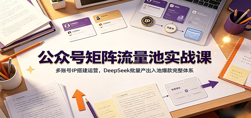 公众号矩阵流量池实战课：多账号IP搭建运营，DeepSeek批量产出入池爆款完整体系-Ai创业网